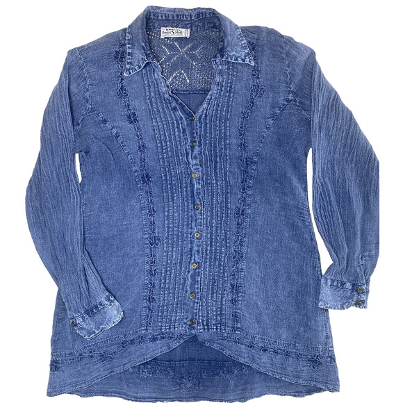 American South Side Shirt Womens XL Embroidered Denim Long Sleeve Peru Made - Picture 3 of 11